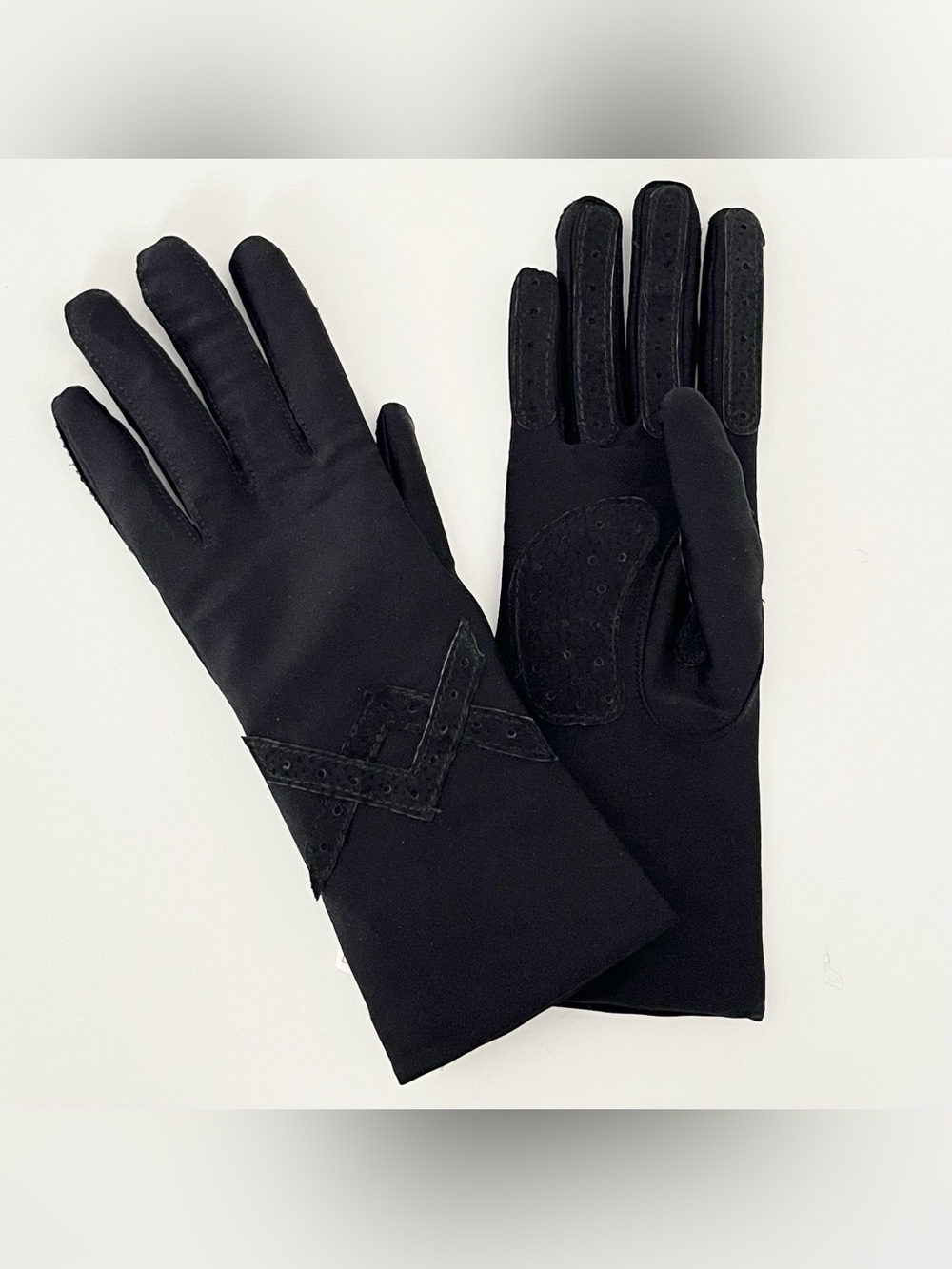 NWT Women's Black Nylon Driving Gloves Suede Grip Fleece Lined Scotchguard OS